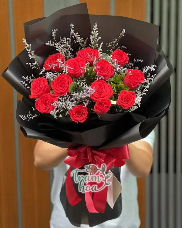 Bó hoa hồng đỏ đơn giản B005