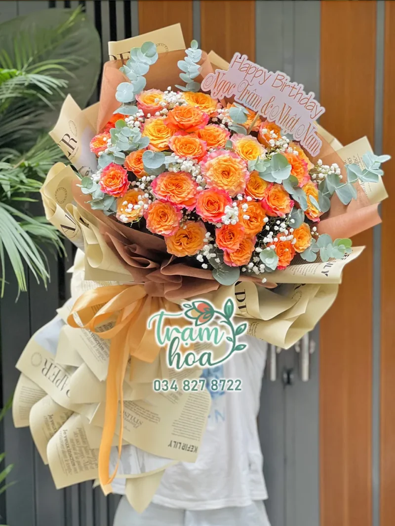 Bó hoa hồng cam spirit Rạng Rỡ B013