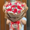 Bó hoa hồng đỏ gói giấy báo I Love You B025