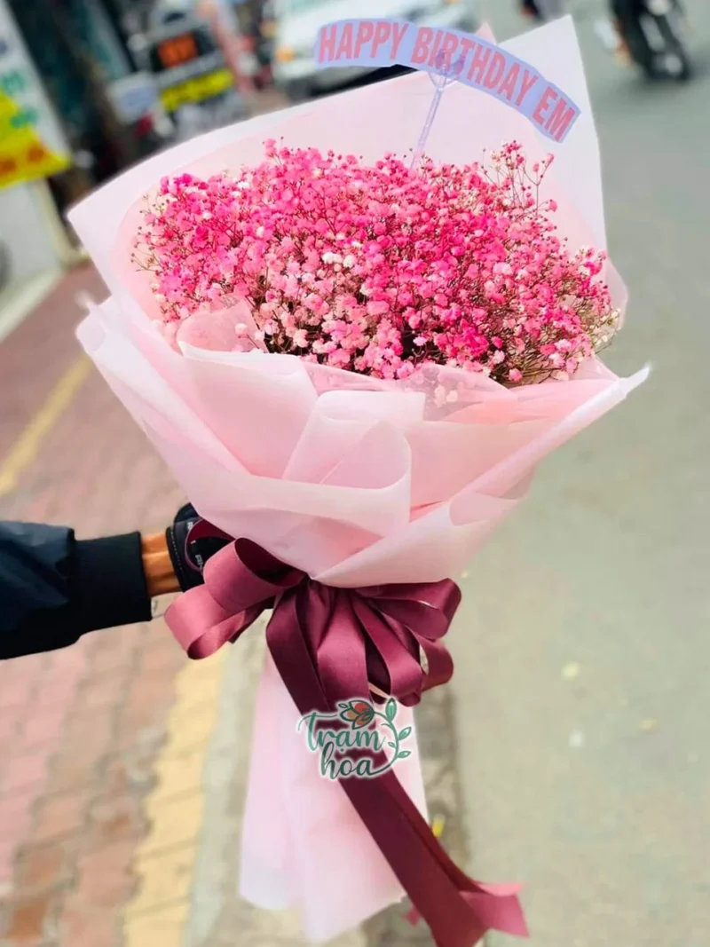 Bó hoa baby hồng dễ thương