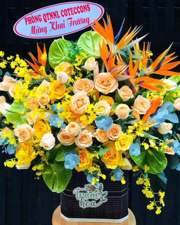 Lẵng hoa để bàn Trọn Niềm Vui
