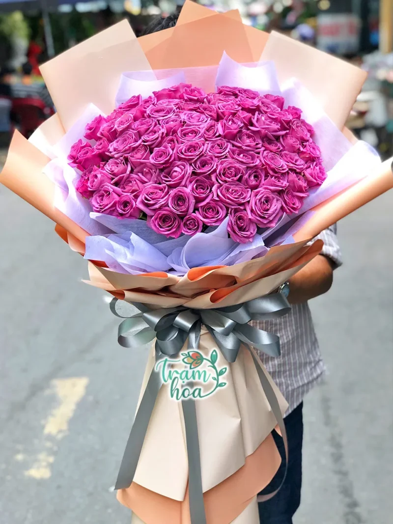 Bó Hoa 100 Bông Hồng Tím