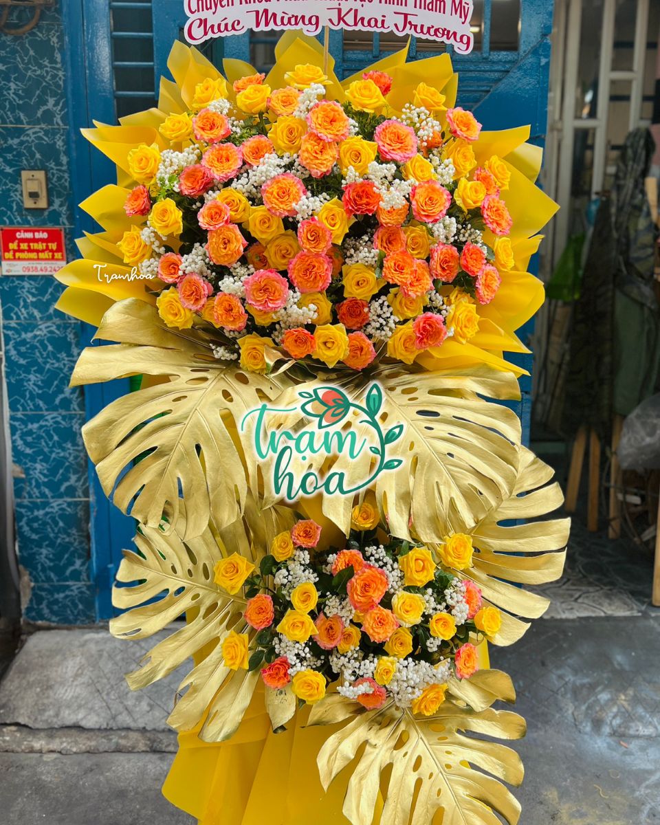 Mẫu kệ hoa chúc mừng khai trương đẹp tại Trạm Hoa Tân Phú