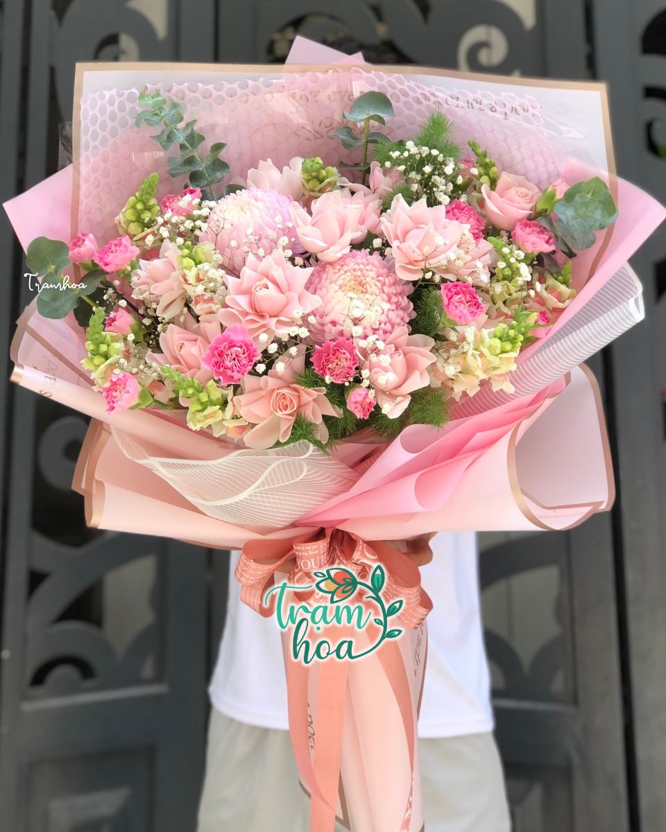 Bó hoa tình yêu tone pastel theo phong cách nhẹ nhàng