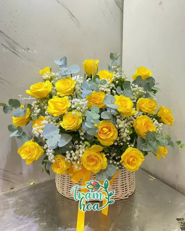 Giỏ Hoa Hồng Vàng