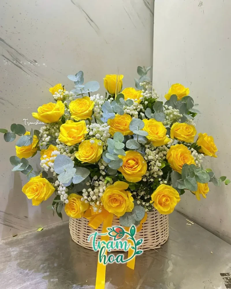 Giỏ Hoa Hồng Vàng