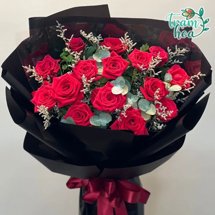 Bó hoa hồng đỏ tặng valentine lãng mạn