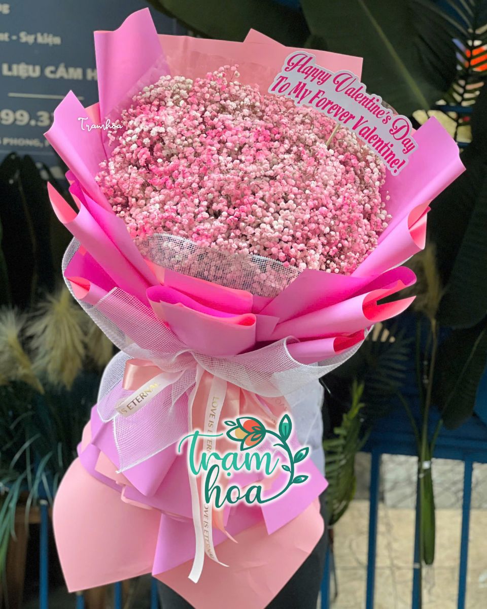 Bó baby hồng nhẹ nhàng – Thể hiện sự ngọt ngào, đáng yêu, phù hợp để tặng người yêu, bạn gái