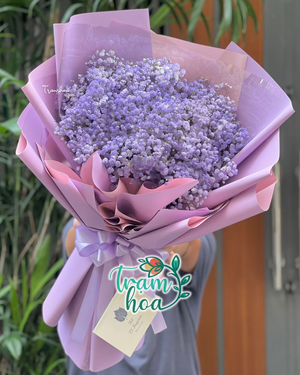 Bó baby tím mộng mơ – Biểu tượng của sự lãng mạn, thủy chung, thích hợp cho các cặp đôi