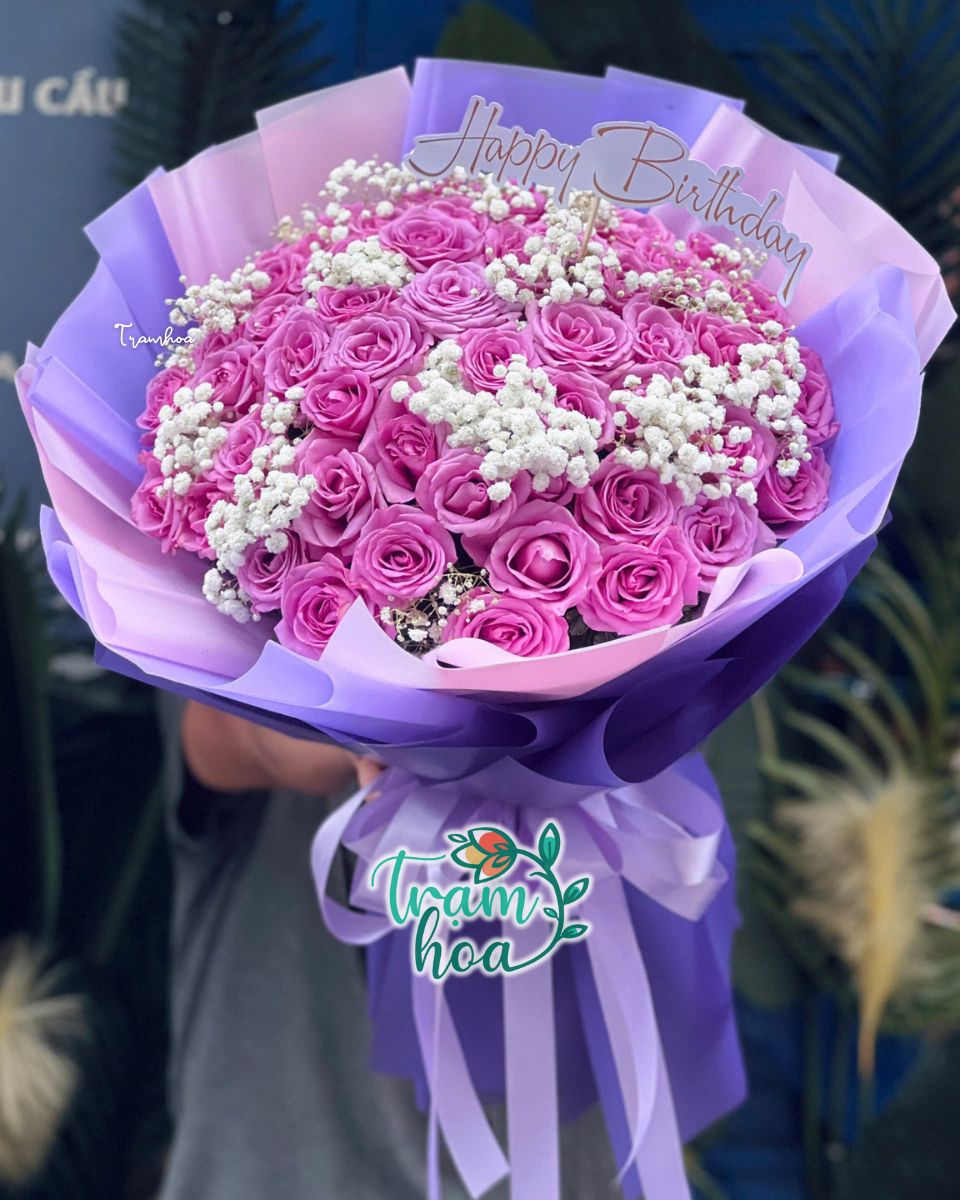 Bó hoa hồng tím tặng mẹ thanh lịch và tinh tế