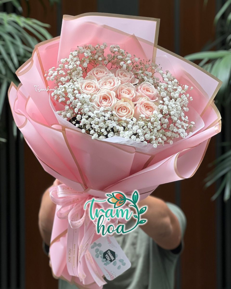 Hoa hồng phối baby trắng – Tình yêu ngọt ngào, nhẹ nhàng nhưng không kém phần sâu sắc