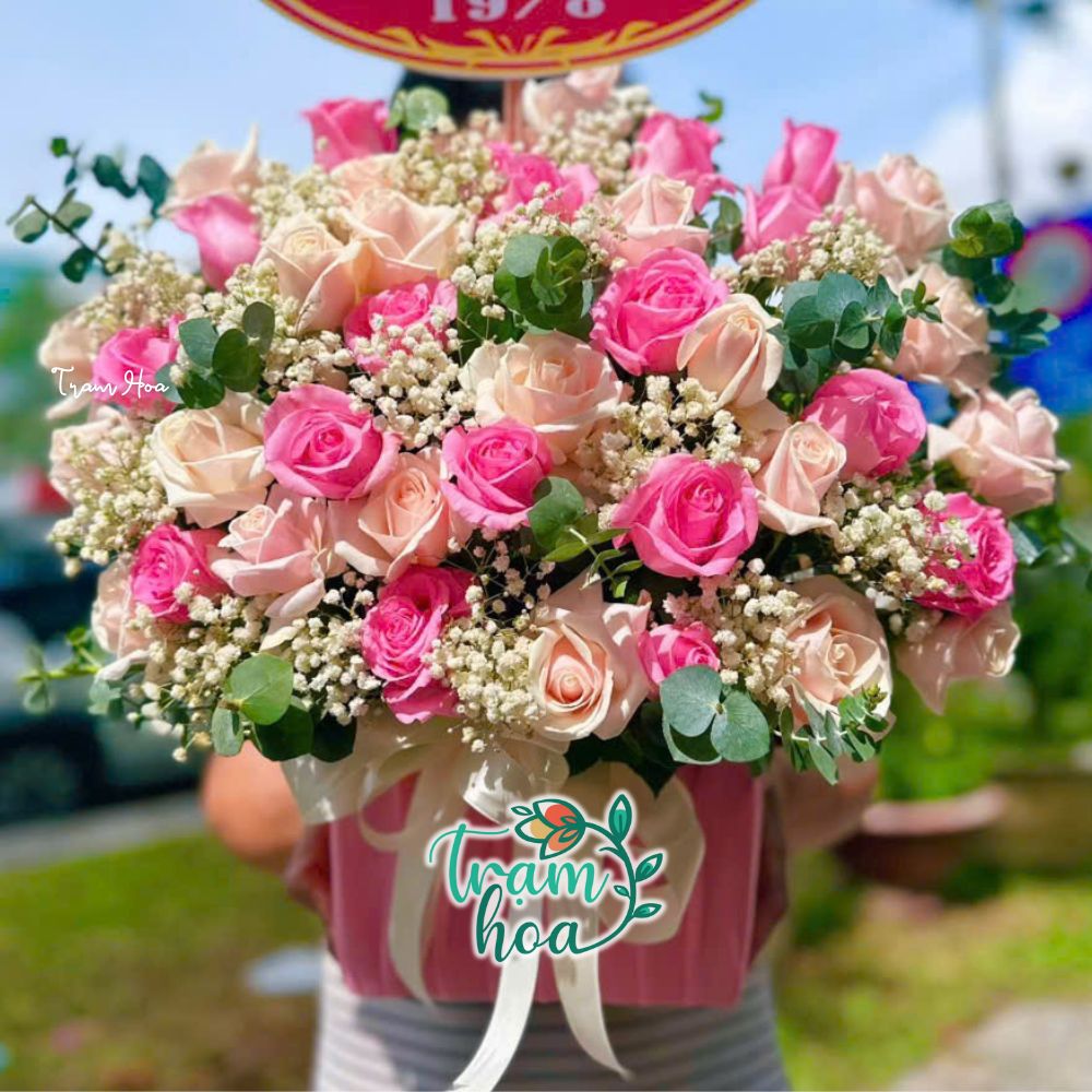 Lang hoa sinh nhat tai Shop hoa tuoi Thu Thua thiet ke theo ngan sach khach hang Lẵng hoa sinh nhật tại Shop hoa tươi Thủ Thừa thiết kế theo ngân sách khách hàng
