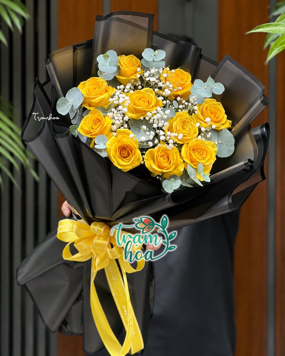 Bo Hoa Tuoi TH B021 Hong Vang F 3 Bó Hoa Hồng Vàng - Ảnh 2