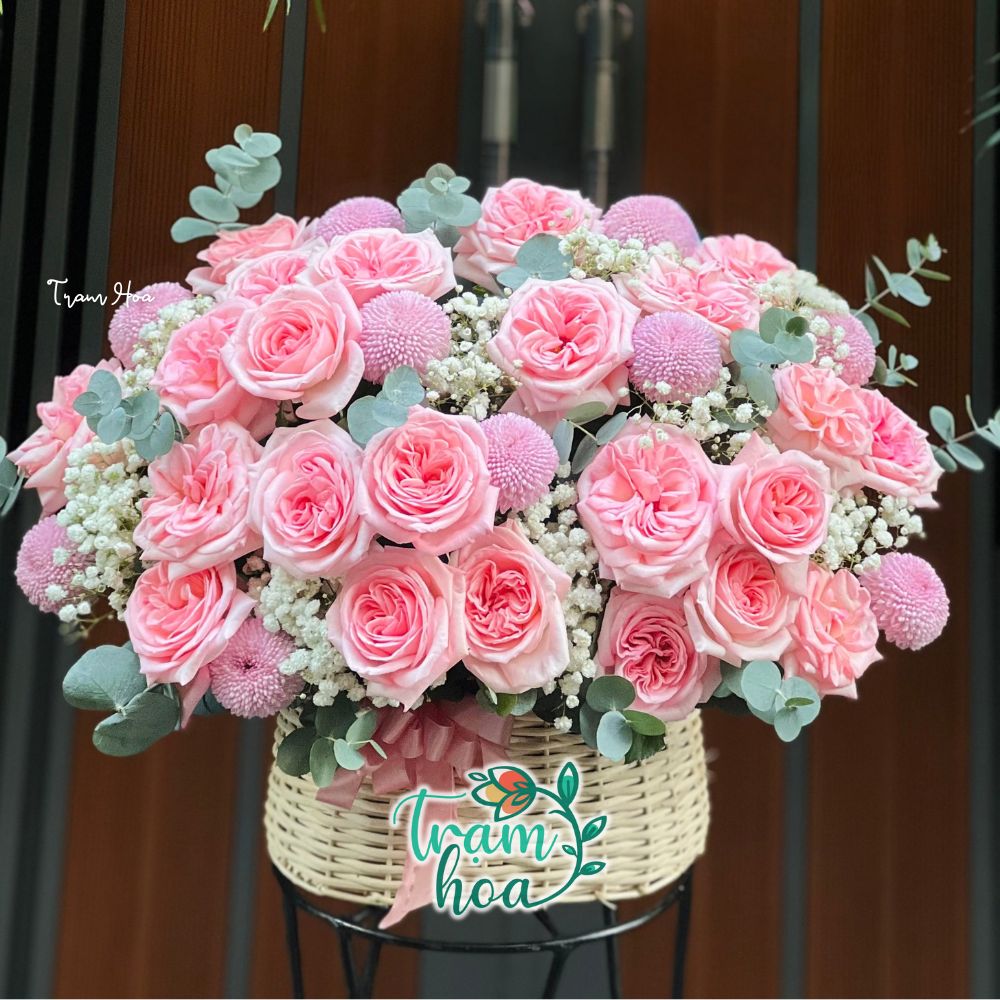 Giỏ hoa hồng ohara hiện đại phù hợp tặng người phụ nữ tinh tế, sang trọng