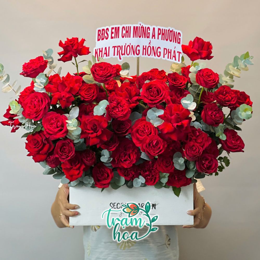 Chon lang hoa khai truong tone do cho thong diep may man tai loc Chọn lẵng hoa khai trương tone đỏ cho thông điệp may mắn, tài lộc