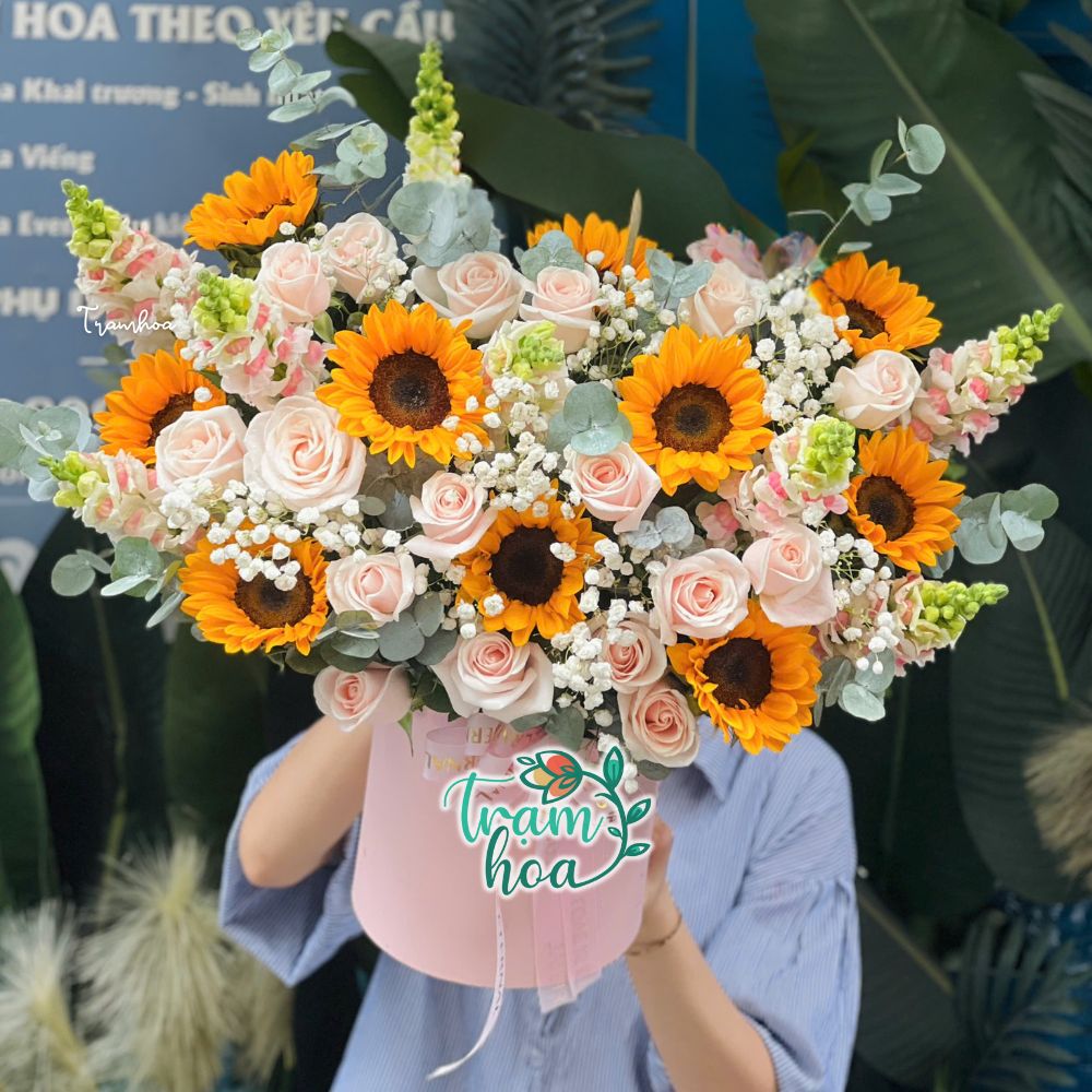 Gio hoa sinh nhat tang me tone vang hong tuoi sang Giỏ hoa sinh nhật tặng mẹ tone vàng hồng tươi sáng