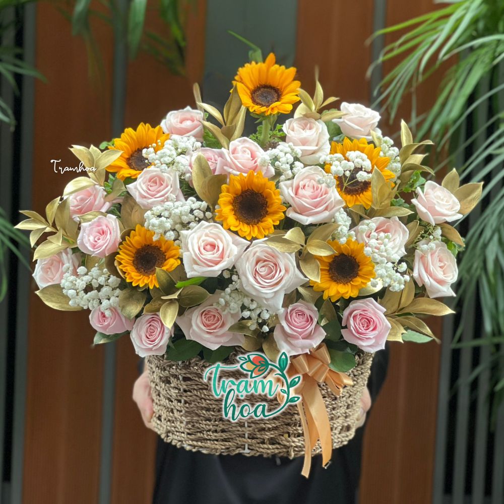 Gio hoa pastel khai truong tiem banh phong cach Han Quoc Giỏ hoa pastel khai trương tiệm bánh phong cách Hàn Quốc