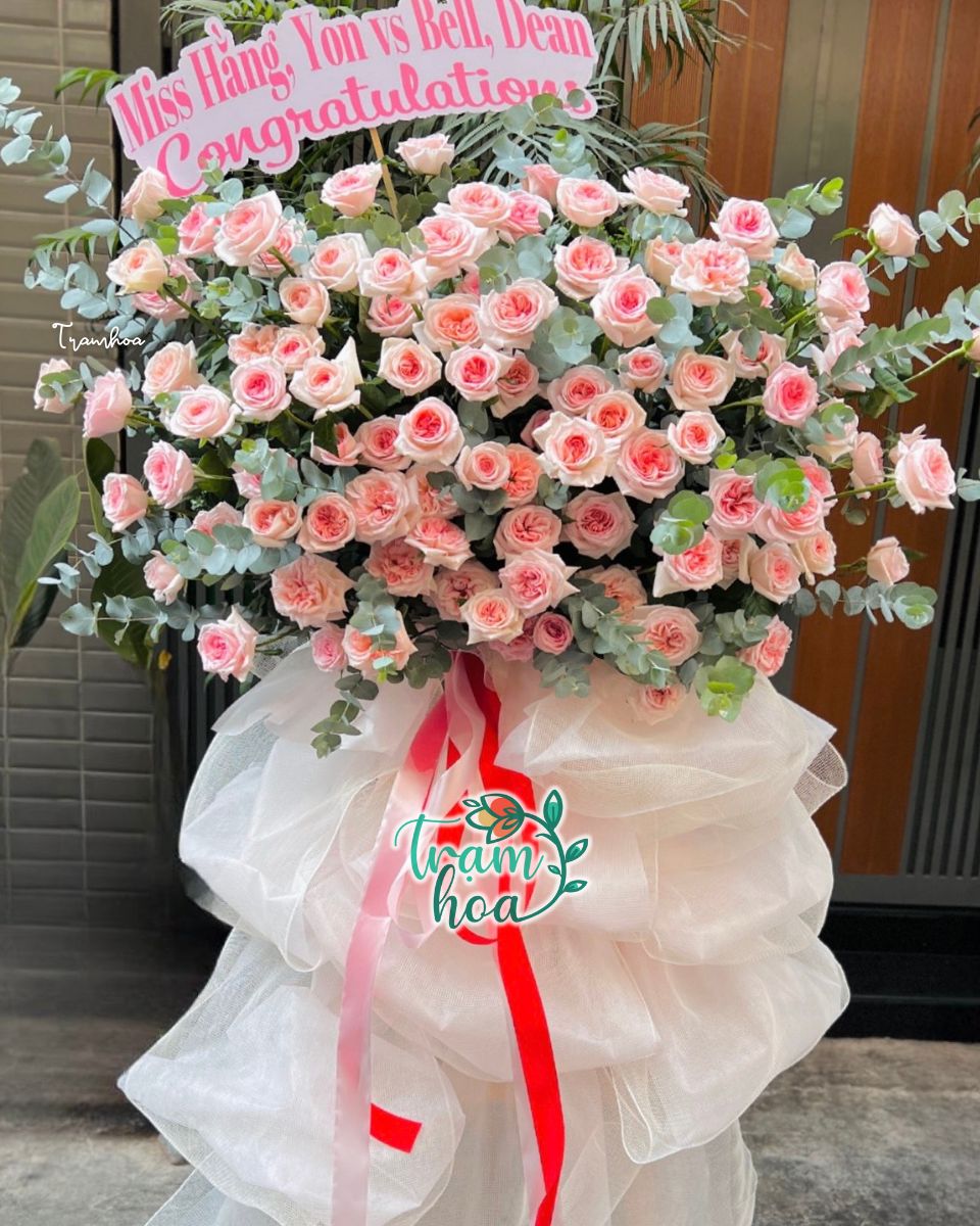 Ke hoa 1 tang khai truong studio chup anh tone trang hong Kệ hoa 1 tầng khai trương studio chụp ảnh tone trắng hồng
