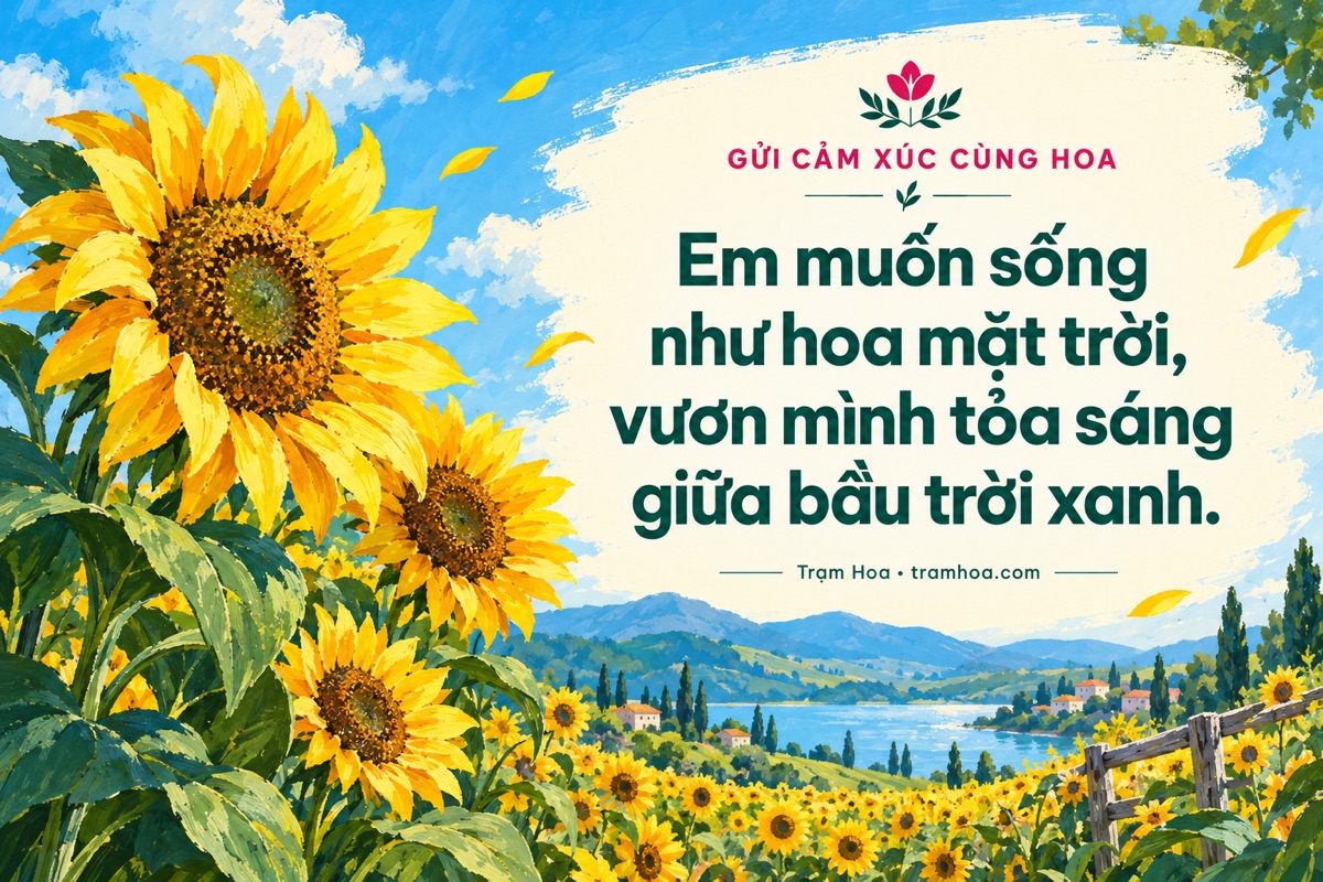 Thiệp Trạm Hoa – 10 cap hay về hoa hướng dương không thể bỏ qua – mẫu 1