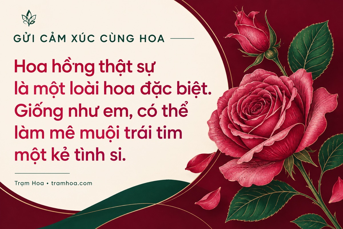 Thiệp Trạm Hoa – 10 câu nói, cap hay về hoa hồng – mẫu 2