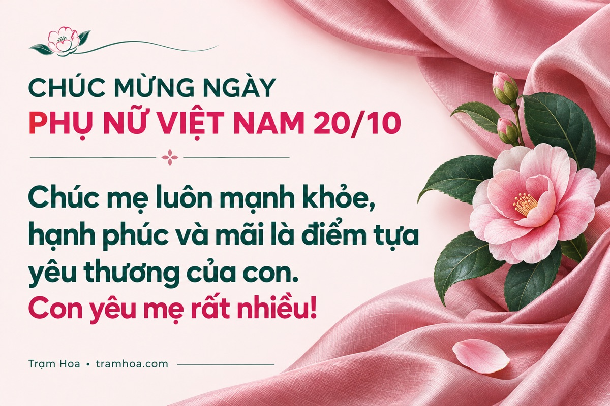 Thiệp Trạm Hoa – Lời chúc 20/10 dành cho mẹ – mẫu 1