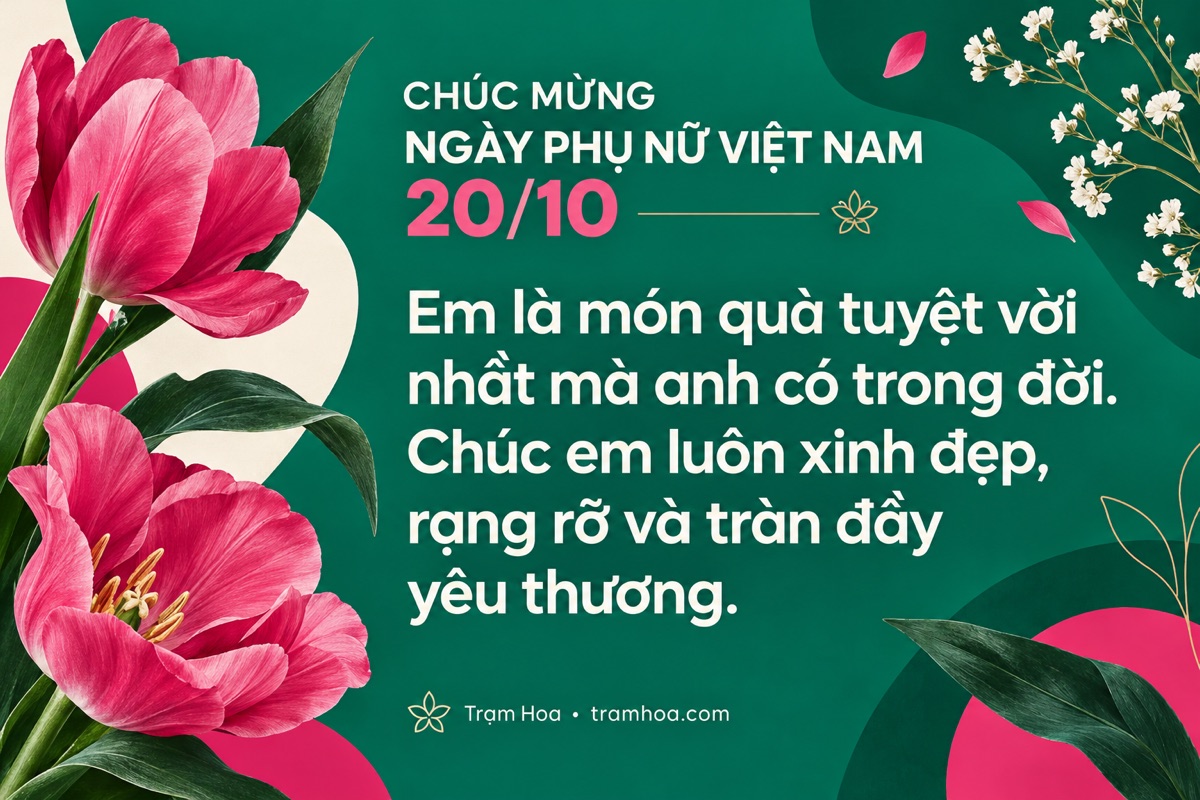 Thiệp Trạm Hoa – Lời chúc 20/10 dành cho vợ – mẫu 4