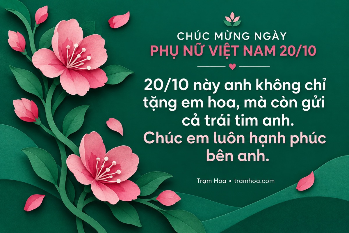Thiệp Trạm Hoa – Lời chúc 20/10 dành cho người yêu – mẫu 5