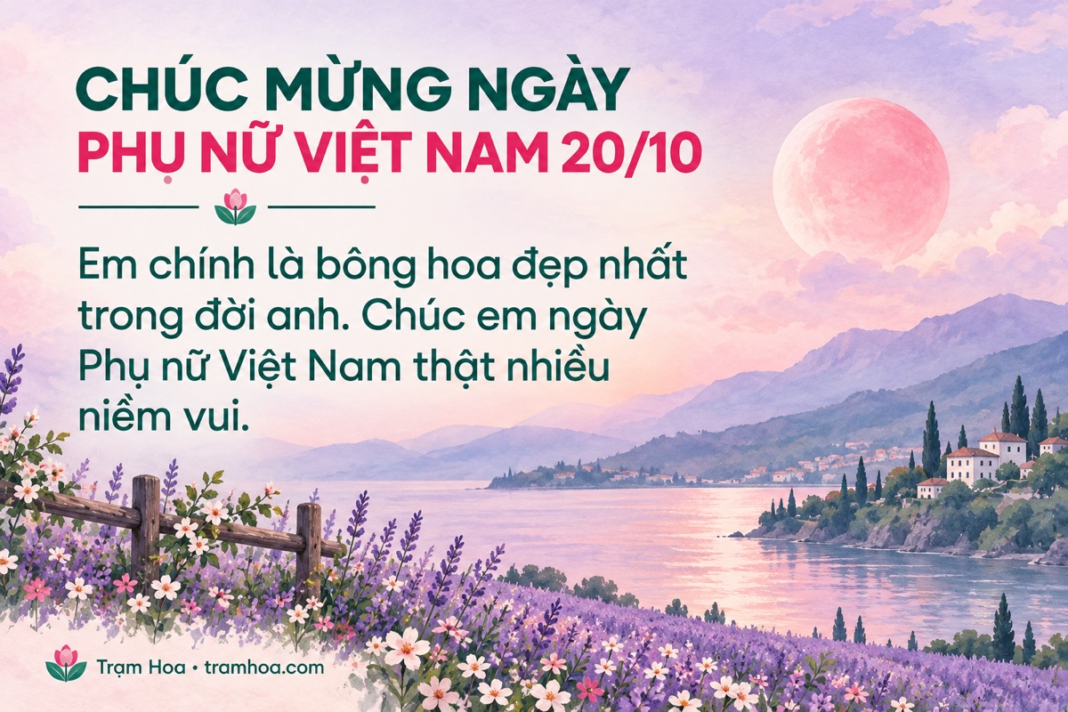 Thiệp Trạm Hoa – Lời chúc 20/10 dành cho người yêu – mẫu 6