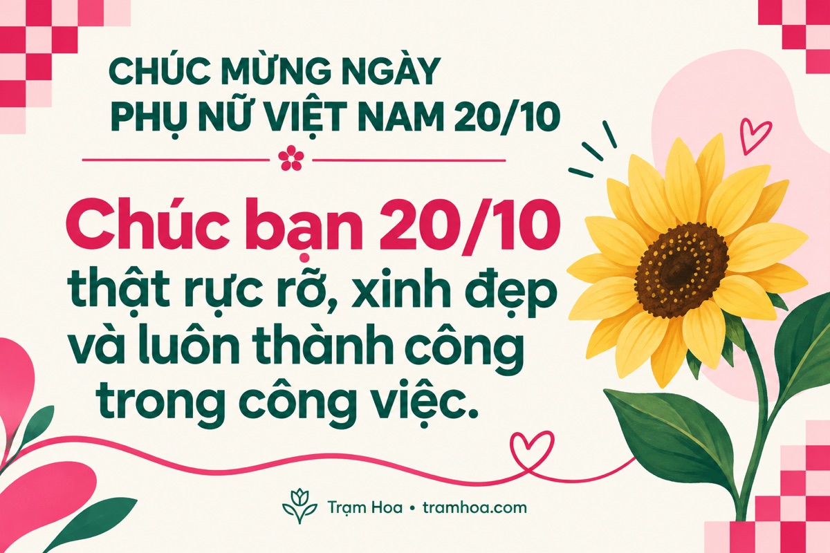 Thiệp Trạm Hoa – Lời chúc 20/10 dành cho đồng nghiệp, bạn bè – mẫu 7