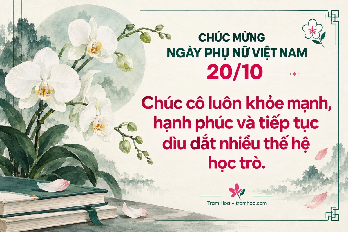 Thiệp Trạm Hoa – Lời chúc 20/10 dành cho cô giáo – mẫu 8