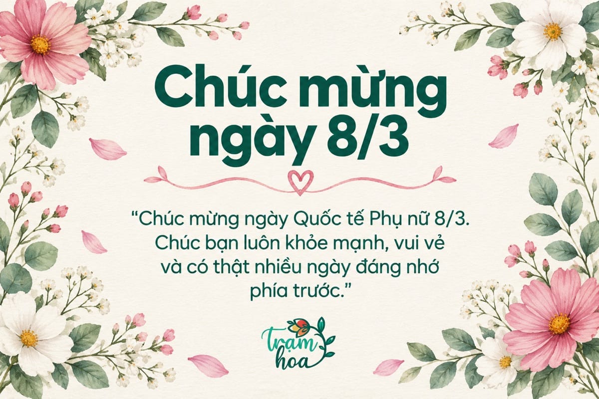 Thiệp chúc mừng ngày Quốc tế Phụ nữ 8/3 với lời chúc sức khỏe, niềm vui và những ngày đáng nhớ
