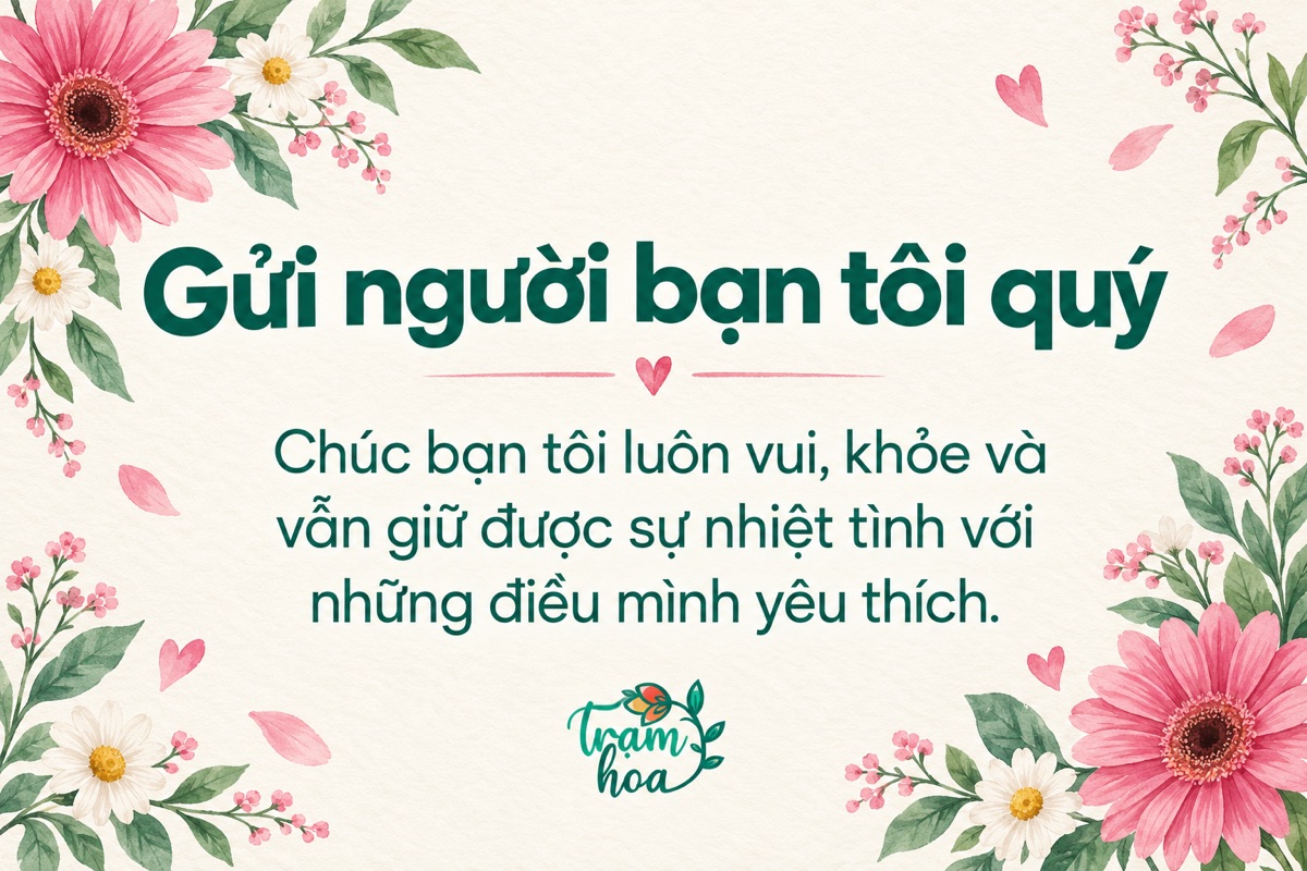 Thiệp 8/3 dành cho bạn bè với lời chúc vui khỏe và giữ sự nhiệt tình với điều mình yêu thích