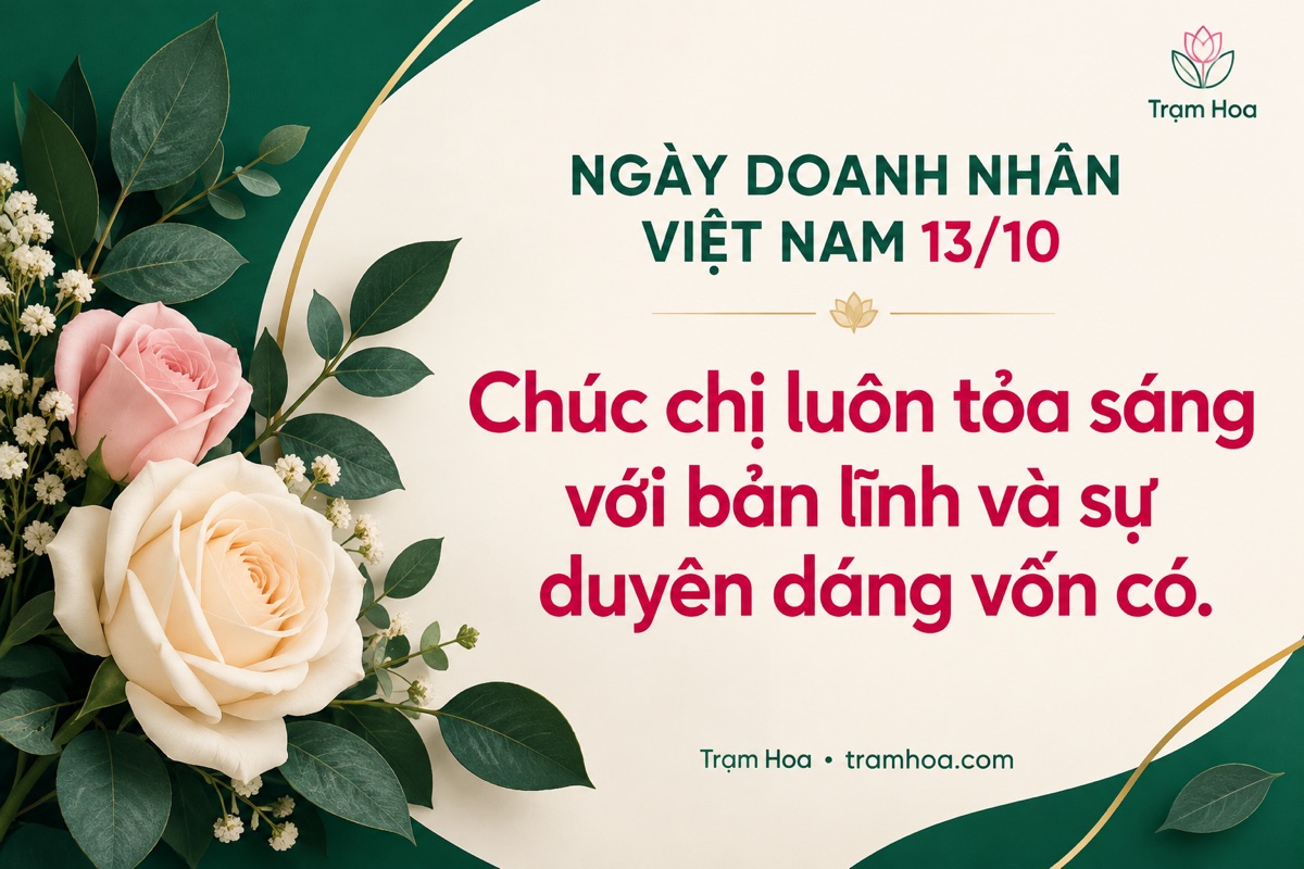 Thiệp Trạm Hoa – Lời chúc tặng sếp nữ / doanh nhân nữ – mẫu 3