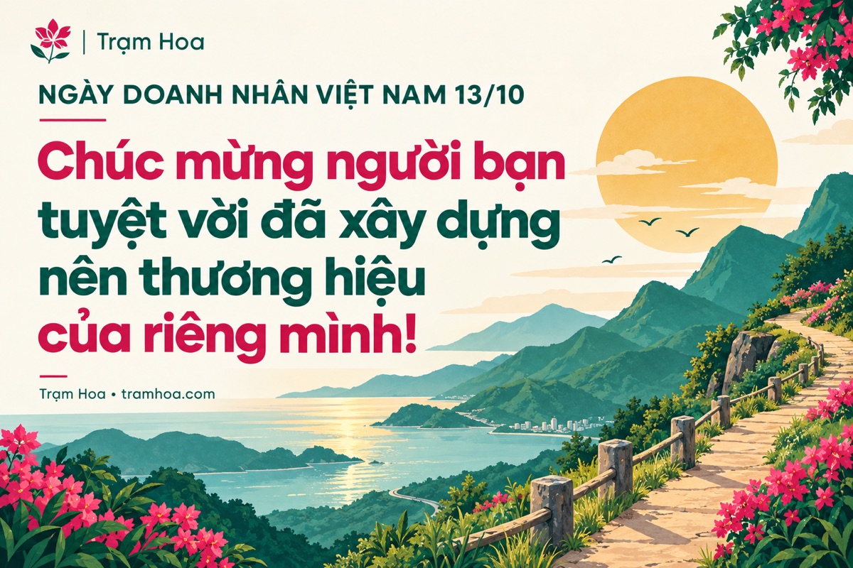 Thiệp Trạm Hoa – Lời chúc tặng người thân hoặc bạn bè là doanh nhân – mẫu 7
