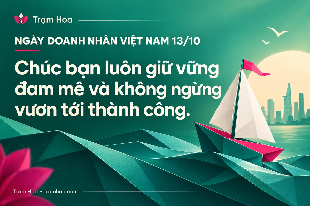 Thiệp Trạm Hoa – Lời chúc tặng người thân hoặc bạn bè là doanh nhân – mẫu 8