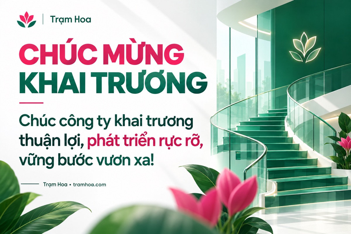 Thiệp Trạm Hoa – Lời chúc khai trương công ty, doanh nghiệp, văn phòng – mẫu 3