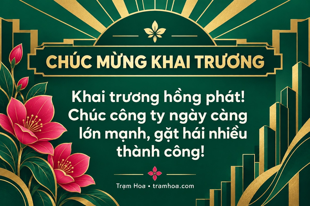 Thiệp Trạm Hoa – Lời chúc khai trương công ty, doanh nghiệp, văn phòng – mẫu 4