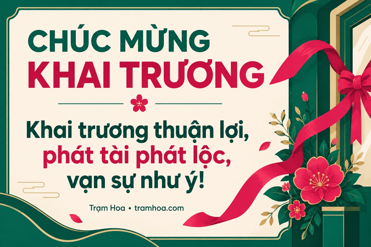 Thiệp Trạm Hoa – Lời chúc khai trương ngắn gọn nhưng ý nghĩa – mẫu 7