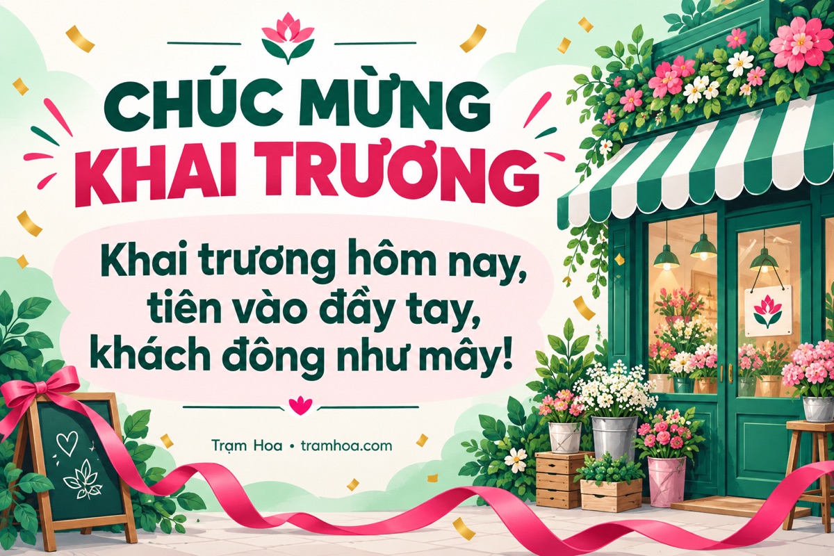 Thiệp Trạm Hoa – Lời chúc khai trương hài hước, vui vẻ – mẫu 8