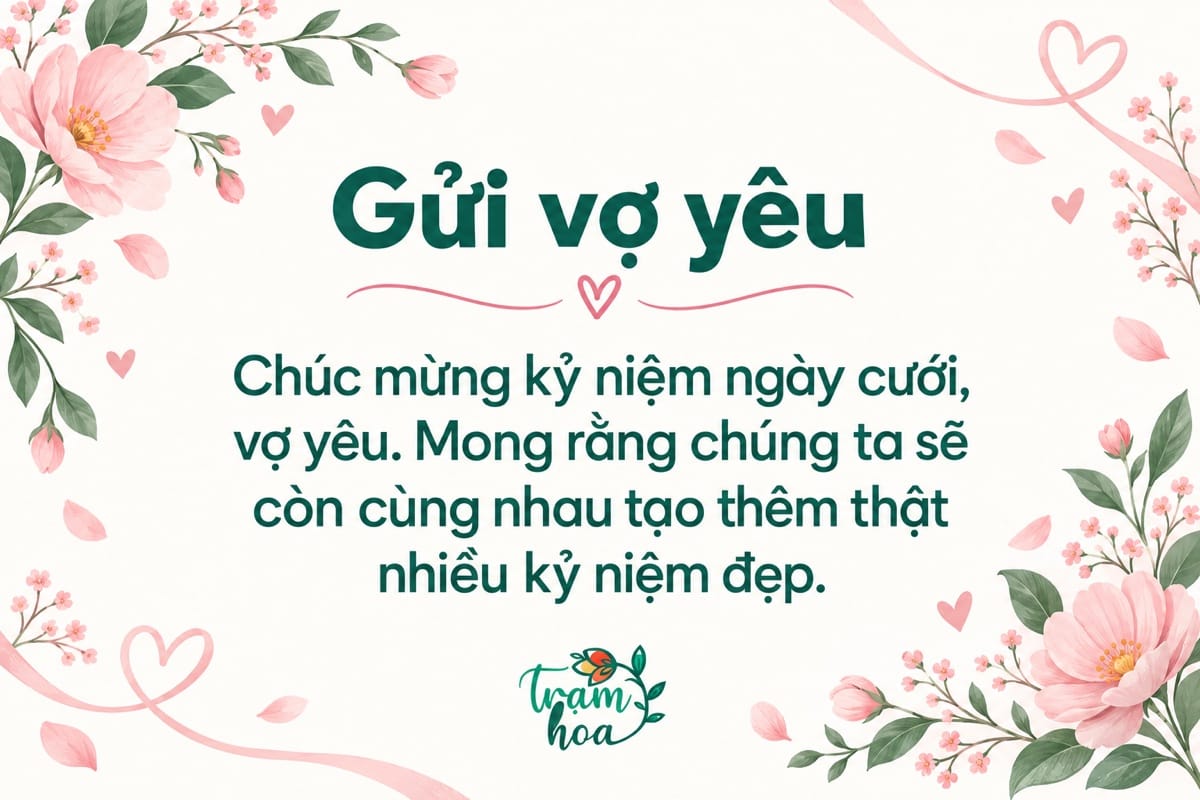 Thiệp kỷ niệm ngày cưới tặng vợ với lời nhắn cùng nhau tạo thêm kỷ niệm đẹp