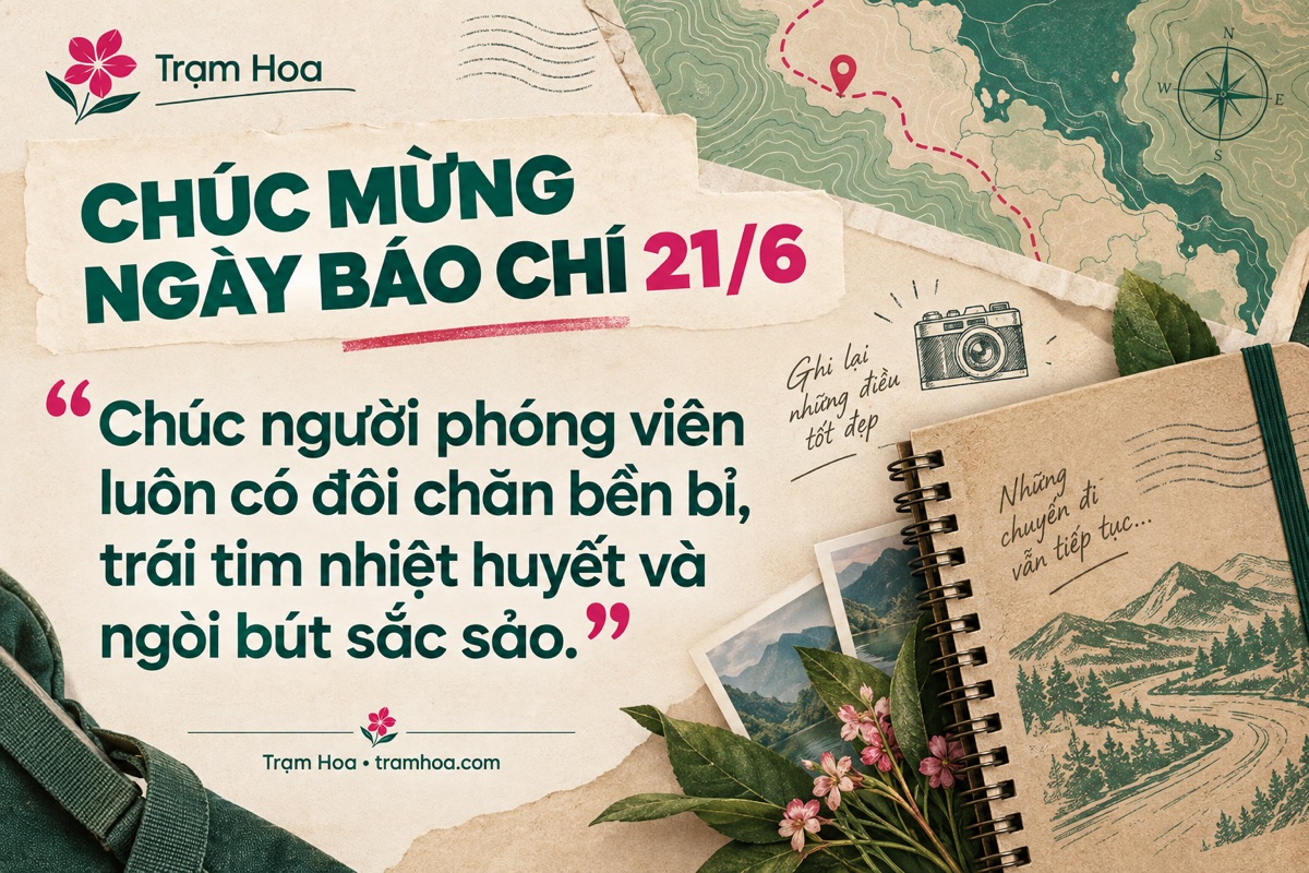 Thiệp Trạm Hoa – Lời chúc Ngày Báo chí dành cho nhà báo, phóng viên – mẫu 3