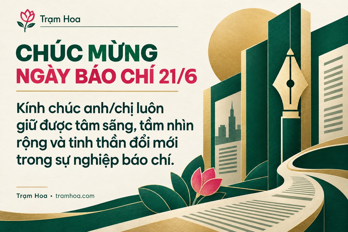 Thiệp Trạm Hoa – Lời chúc Ngày Báo chí dành cho sếp, lãnh đạo cơ quan báo chí – mẫu 5