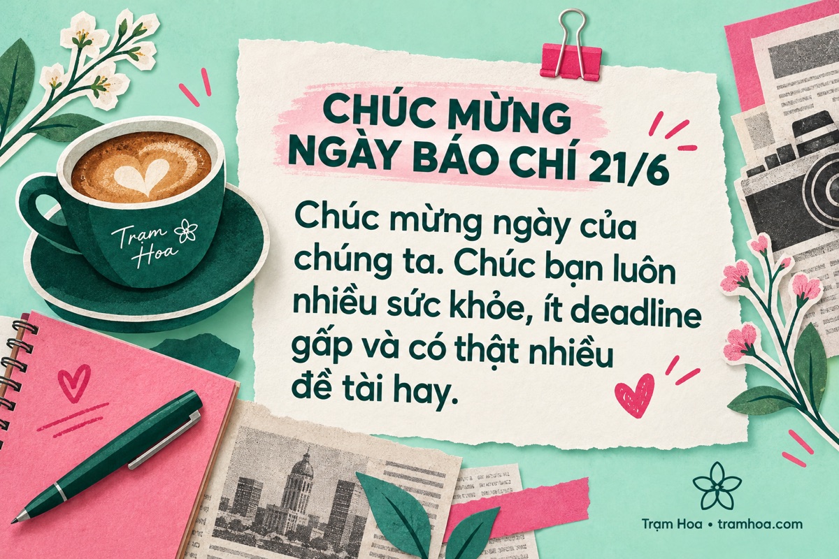 Thiệp Trạm Hoa – Lời chúc Ngày Báo chí dành cho đồng nghiệp – mẫu 6