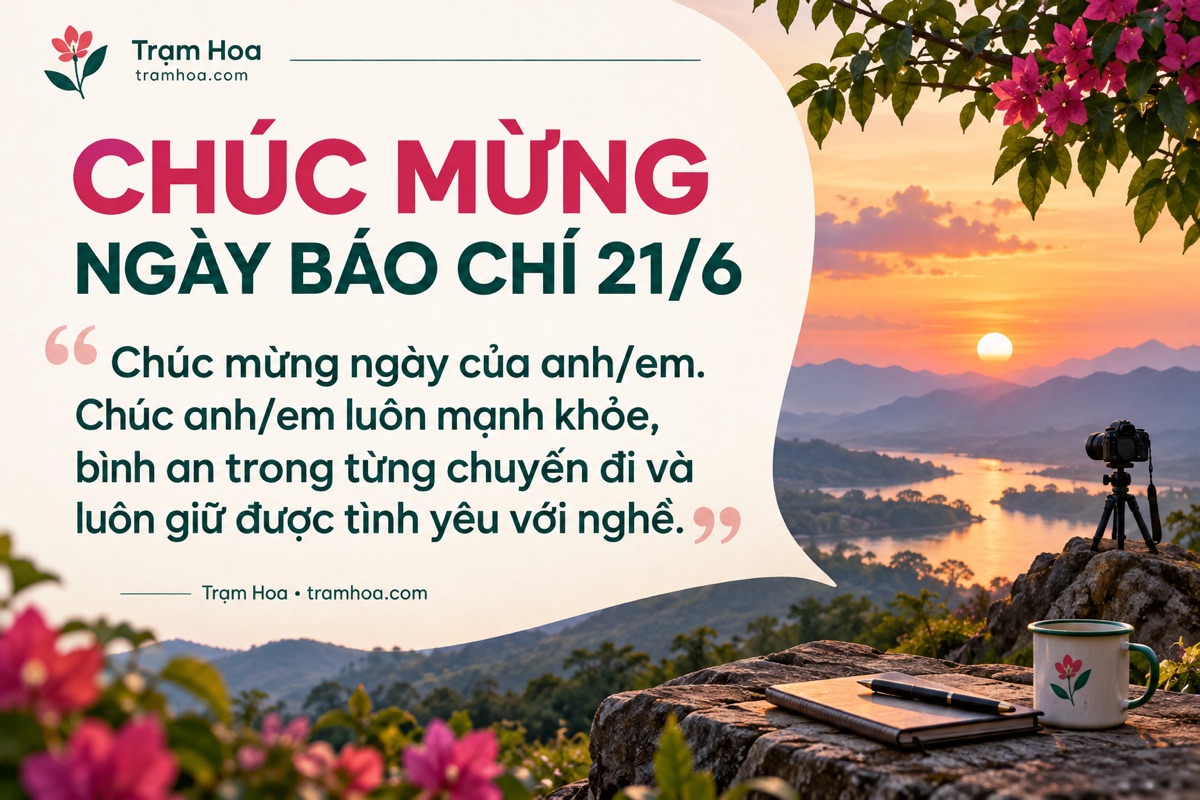 Thiệp Trạm Hoa – Lời chúc Ngày Báo chí dành cho người thân, người yêu làm báo – mẫu 7