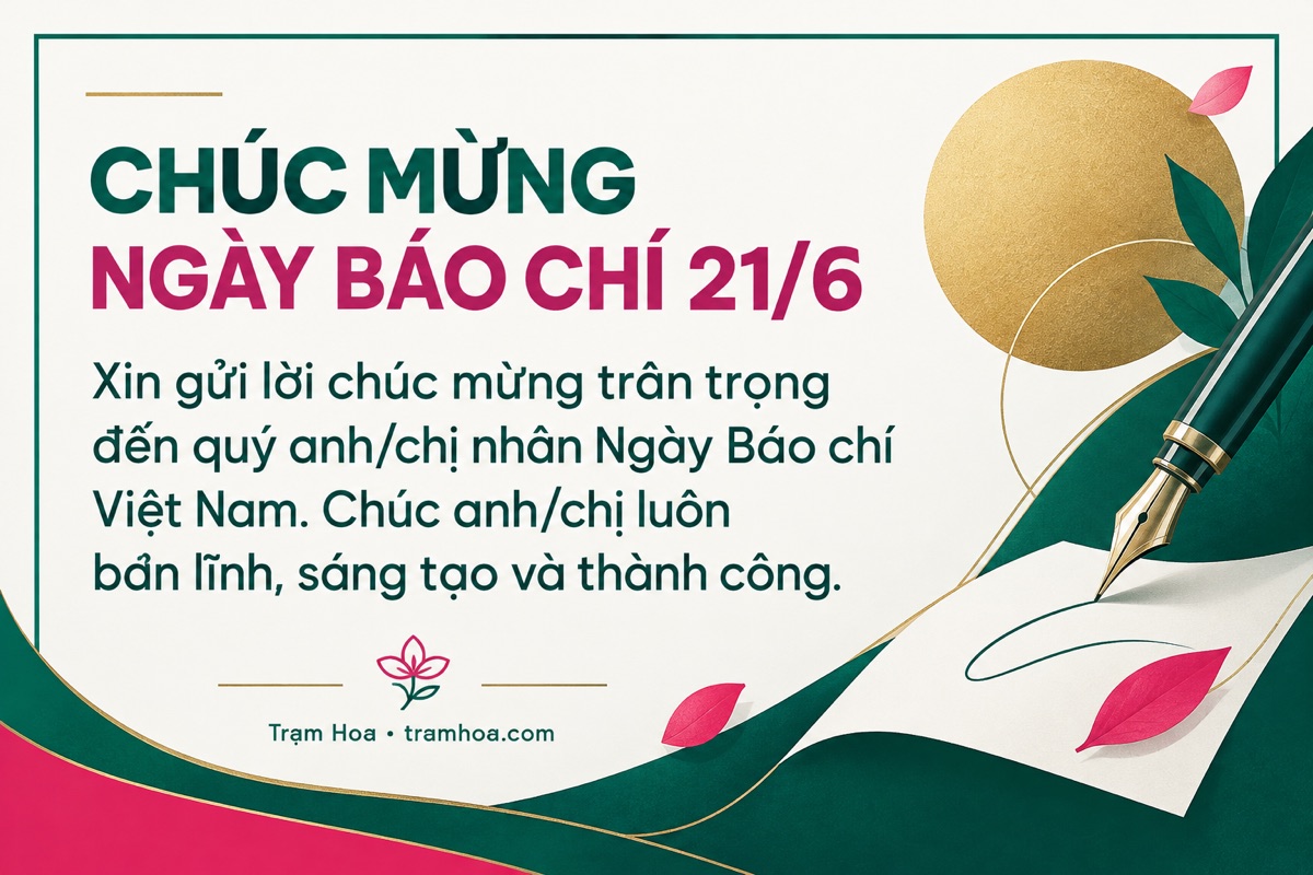 Thiệp Trạm Hoa – Lời chúc Ngày Báo chí dành cho khách hàng, đối tác – mẫu 8