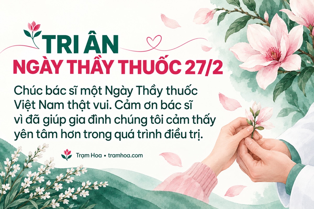 Thiệp Trạm Hoa – Lời chúc dành cho bác sĩ – mẫu 2