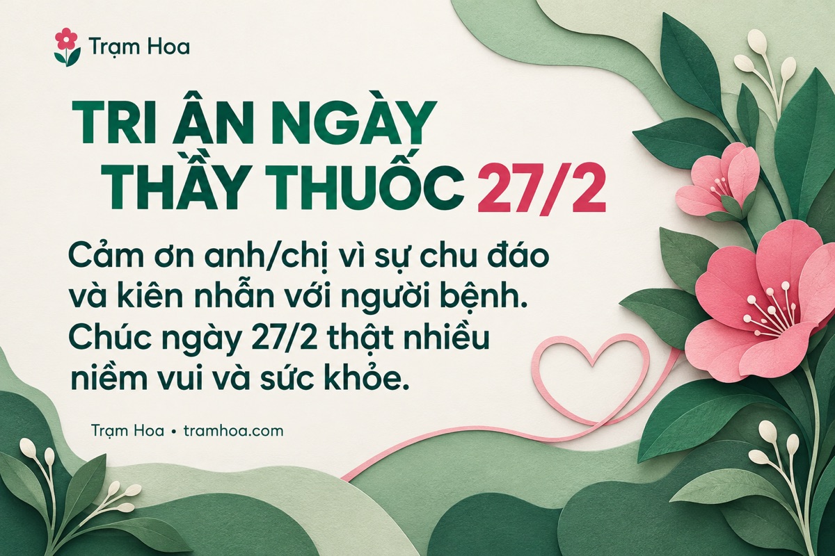 Thiệp Trạm Hoa – Lời chúc dành cho điều dưỡng, dược sĩ và nhân viên y tế – mẫu 3