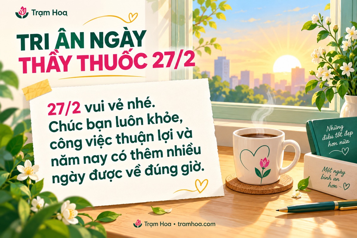 Thiệp Trạm Hoa – Lời chúc dành cho người thân, bạn bè làm ngành y – mẫu 4