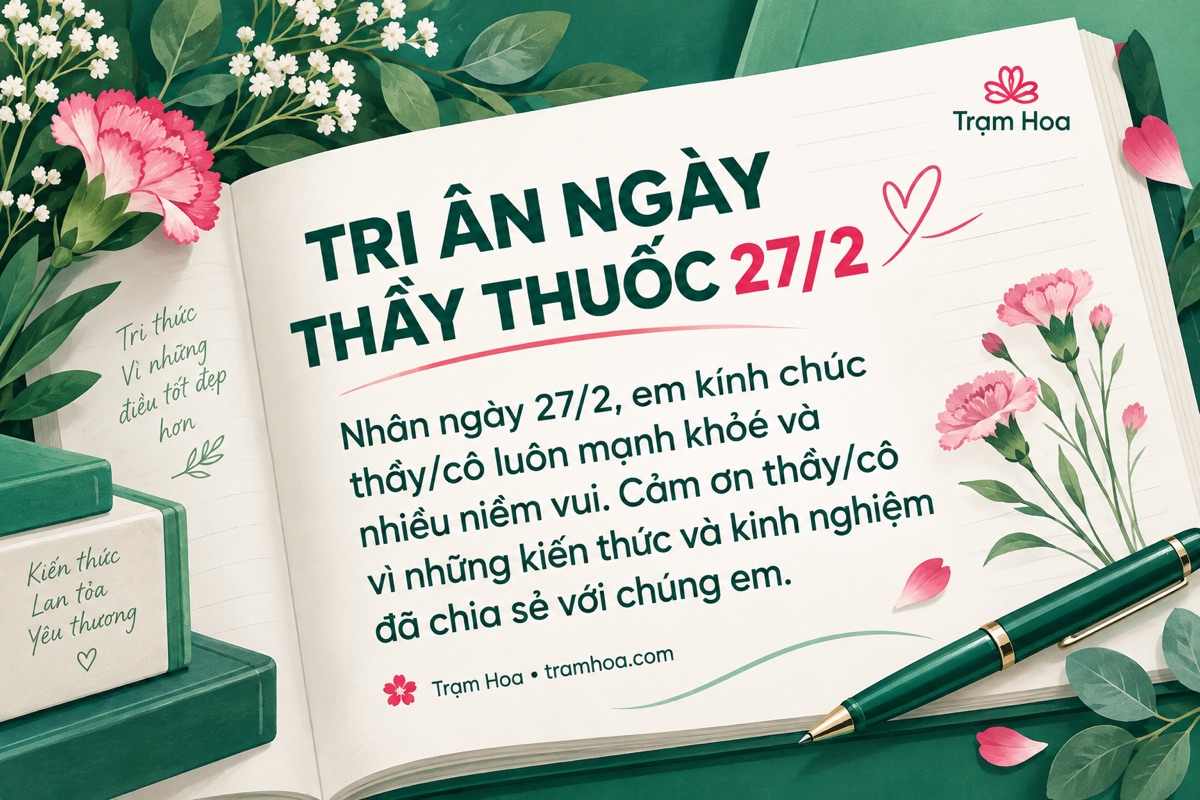 Thiệp Trạm Hoa – Lời chúc dành cho thầy cô ngành y và sinh viên y khoa – mẫu 5