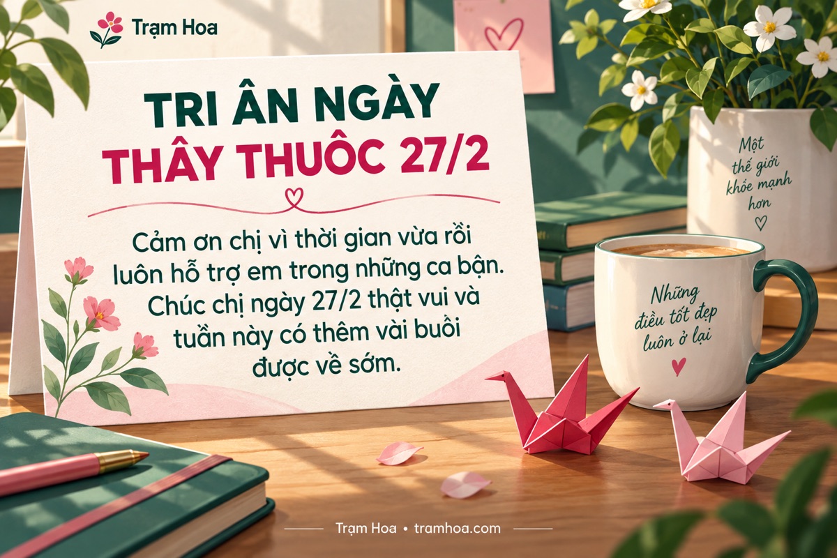 Thiệp Trạm Hoa – Cách tự viết lời chúc 27/2 chân thành hơn – mẫu 7